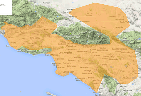 Los Angeles wireless Internet coverage map